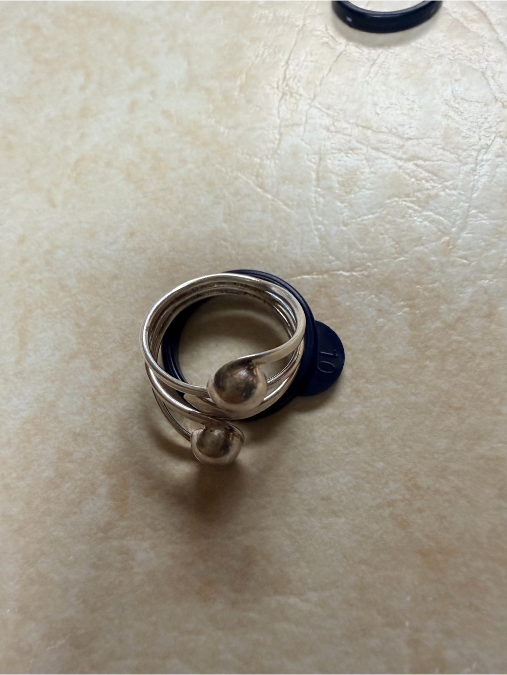 Vintage ATI Mexico 925 Sterling Silver Wrap Bypass Ring Two Ball Ends Size 10